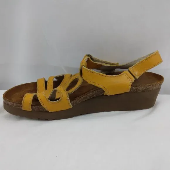 Naot Sandals Slingback Strappy Yellow Leather Open Toe Casual Womens 35 US 4 4.5 - Picture 6 of 12